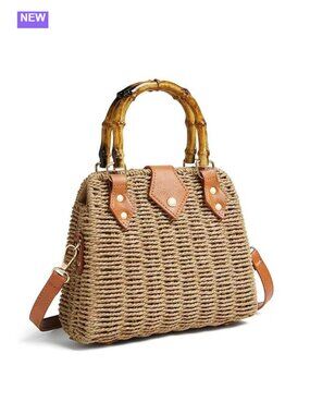 Woven Straw Crossbody Bag Handmade Wicker Rattan Satchel Beach Summer Purse